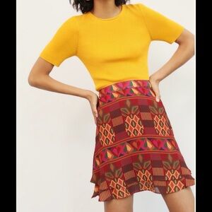 Anthropologie Farm Rio Odalys Mini Skirt Pineapple, Hearts, Geometric
